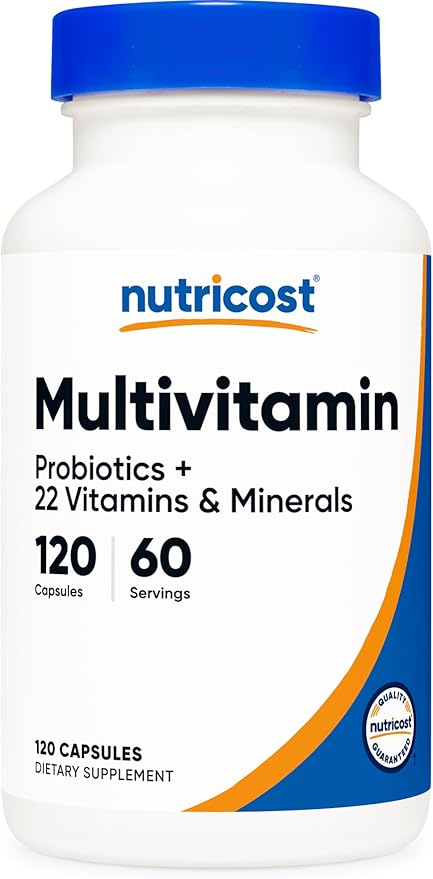 Nutricost Multivitamin with Probiotics – Daily Gut, Immune & Energy Support – 120 Vegetarian Capsules