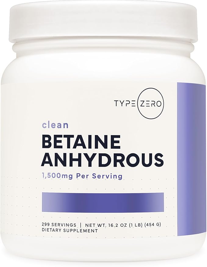 Type Zero Betaine Anhydrous Powder – Unflavored, 1 lb, 1500mg Per Serving, Keto & GMO-Free