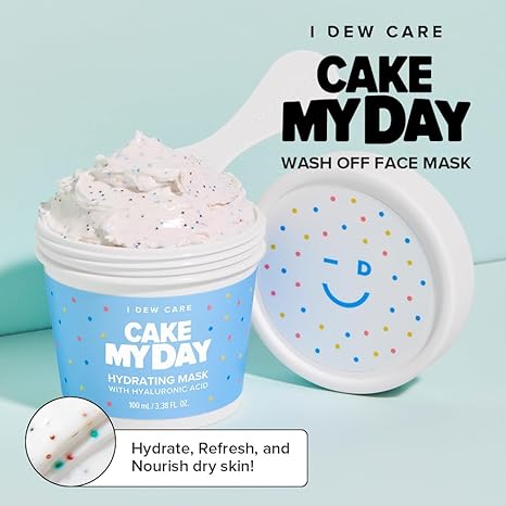 I DEW CARE Cake My Day Wash Off Face Mask – Hydrating & Exfoliating with Hyaluronic Acid, Vegan, Cruelty-Free, Paraben-Free, Fun Self Care (3.38 oz)