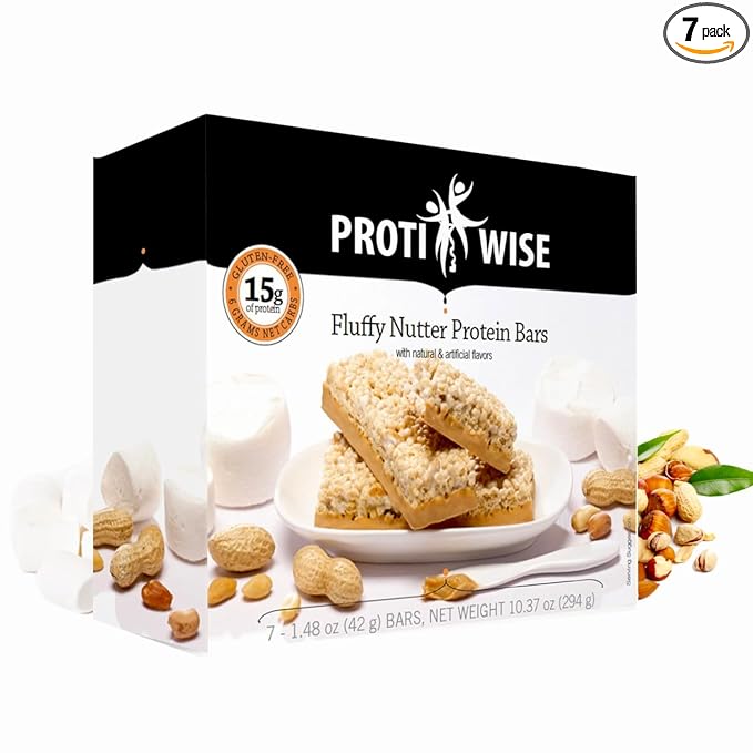 ProtiWise High Protein Bar, 15g, Keto, Gluten Free, Low Sugar, Meal Replacement, Hunger Control, 7/Box