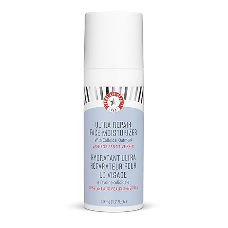 First Aid Beauty Ultra Repair Face Moisturizer – Lightweight, Soothing Colloidal Oatmeal, Ceramides, Shea Butter, Non-Comedogenic, 1.7 oz