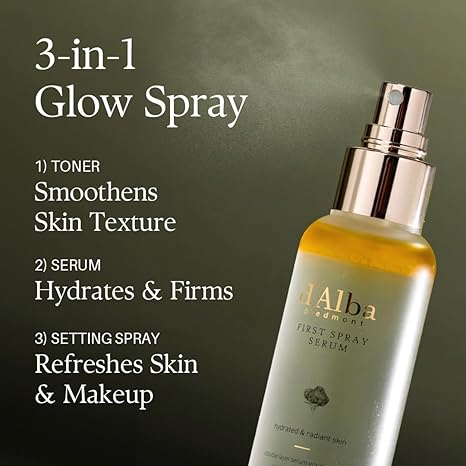 d’alba Piedmont White Truffle First Spray Serum, Vegan Glow Mist, Lightweight Non-Comedogenic Face Moisturizer, Korean Skincare, 100ml