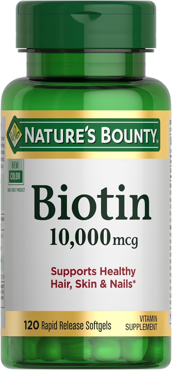 Nature’s Bounty Biotin 10,000 mcg – High Potency Hair, Skin & Nails Support – 120 Softgels – Beauty & Energy Supplement for Women & Men