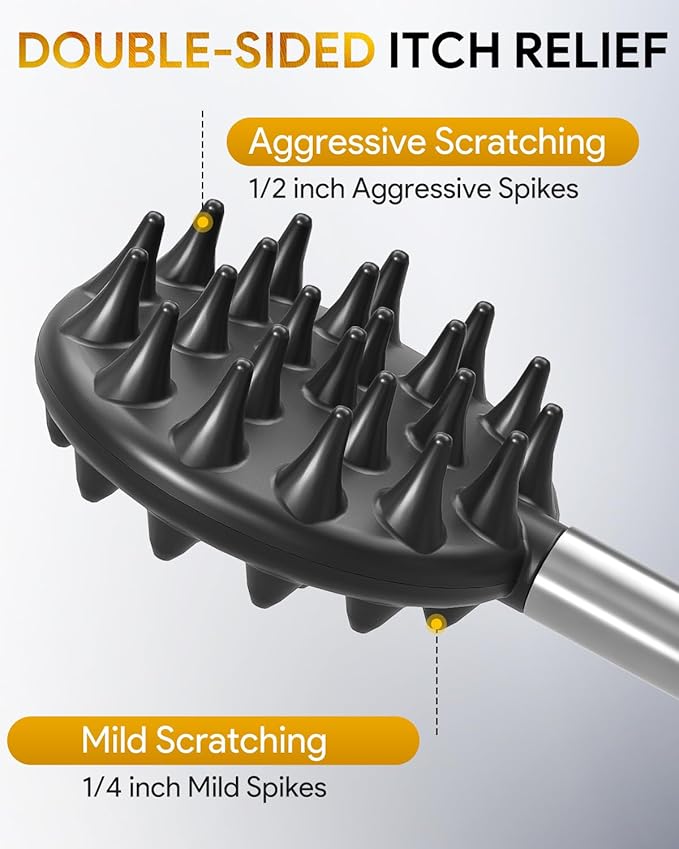 TUKUOS Telescoping Back Scratcher, 4 Detachable Heads, Fathers Day Gift for Dad Men, Portable Stainless Steel