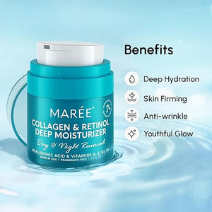 MAREE Retinol Face Moisturizer – Anti-Aging Collagen Cream, Wrinkle & Skin Tightening Cream for Women, Hydrating, Paraben-Free, 1.7 oz