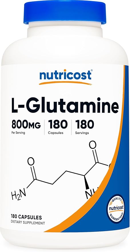 Nutricost L-Glutamine – 800mg, 180 Capsules, Gluten-Free, Non-GMO