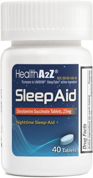 HealthA2Z Sleep Aid – 25mg Doxylamine Succinate – 120 Tablets – Nighttime Sleep Support, Non-Habit Forming