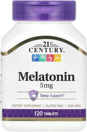 21st Century Melatonin 5mg Tablets – Natural Sleep Support & Relaxation – Non-Habit Forming, Drug-Free – 120 Count