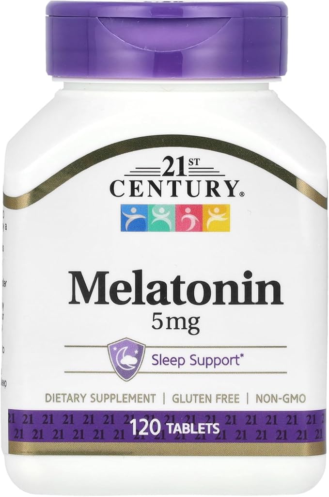 21st Century Melatonin 5mg Tablets – Natural Sleep Support & Relaxation – Non-Habit Forming, Drug-Free – 120 Count