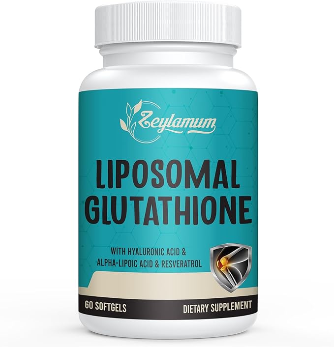 Liposomal Glutathione 2400mg – Max Absorption Antioxidant with Hyaluronic Acid & Resveratrol – Immune, Brain & Detox Support – Non-GMO, Gluten-Free – 60 Softgels