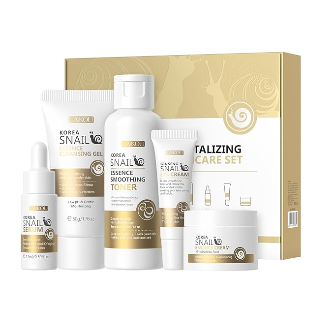 Korean Snail Mucin Skincare Kit – 5-Piece Hydrating Anti-Aging Gift Set