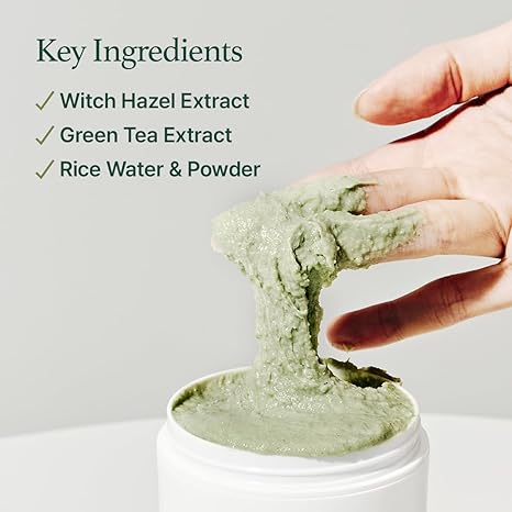 Arencia Green Rice Mochi Face Cleanser – 3-in-1 Rice Water, Green Tea & Mugwort Cleanser, Mask & Gentle Scrub for Pore Minimizing & Blackhead Removal, Vegan K-Beauty
