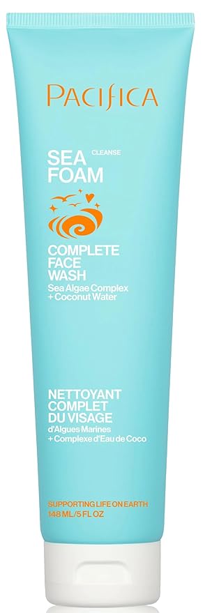Pacifica Sea Foam Face Cleanser – Gentle Daily Foaming Face Wash with Coconut Water & Sea Algae, Vegan, Sulfate-Free, 5 fl oz