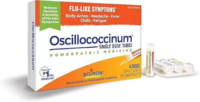 Boiron Oscillococcinum Natural Flu Relief – Homeopathic Medicine for Fever, Chills, Body Aches, and Fatigue – 6 Single Doses