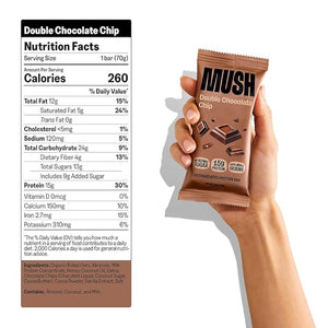 MUSH Double Chocolate Chip Protein Bar – 15g Protein, Gluten-Free, No Refined Sugar