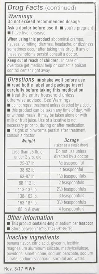 REESE'S Pinworm Medicine Liquid – Full Prescription Strength Pyrantel Pamoate, Fast Single-Dose Treatment for Entire Family, 2 oz