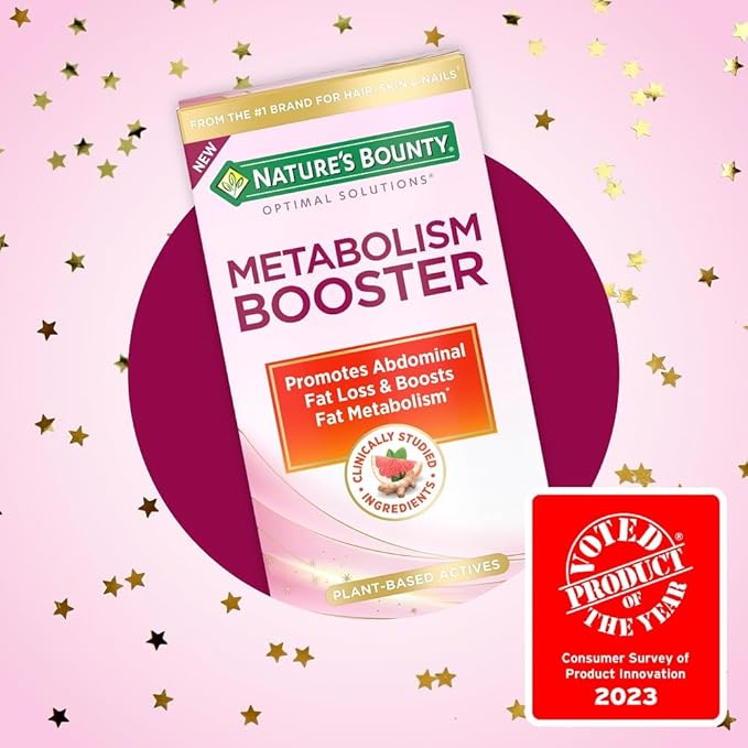 Nature’s Bounty Metabolism Booster – Supports Fat Metabolism & Abdominal Fat Loss – Citrus & Black Ginger Extract – Stimulant-Free, Non-GMO – 60 Capsules