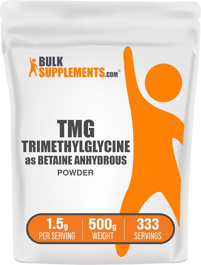 BulkSupplements.com TMG Powder – Trimethylglycine as Betaine Anhydrous, Unflavored, Gluten-Free, 1.5g Per Serving, 500g