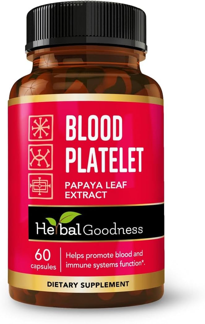 Herbal Goodness Papaya Leaf Blood Platelet Capsules – 600mg 20x Strength – Blood Platelet, Bone Marrow & Immune Support – Blood Cleanse Formula – Non-GMO, Vegan, Made in USA – 60 Capsules