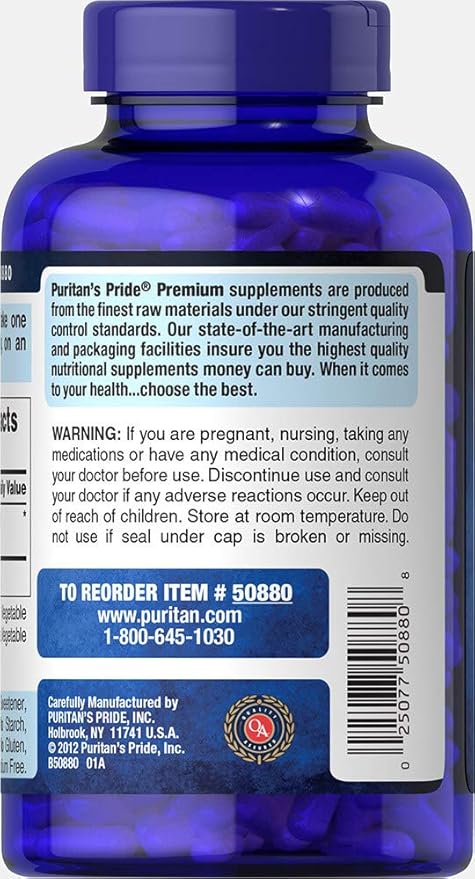 Puritan's Pride L-Arginine 1000mg – Amino Acid Supplement for Energy, Immunity & Post-Workout Recovery – Nitric Oxide Booster – 100 Capsules – Non-GMO, Gluten-Free