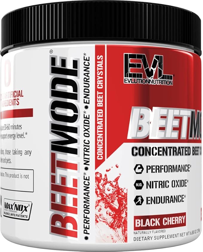 Evlution Nutrition BeetMode Beet Root Powder – Nitric Oxide Booster, Black Cherry Flavor, 30 Servings, Vegan & Gluten-Free