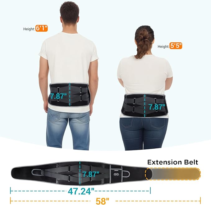 Comfytemp Cordless Heating Pad with Massager, Wearable Back Pain Relief, Portable Gift for Dad Mom, 58