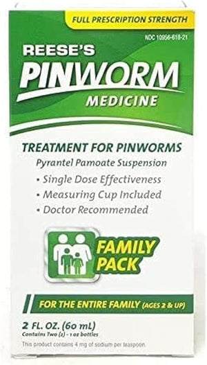 REESE'S Pinworm Medicine Liquid – Full Prescription Strength Pyrantel Pamoate, Fast Single-Dose Treatment for Entire Family, 2 oz
