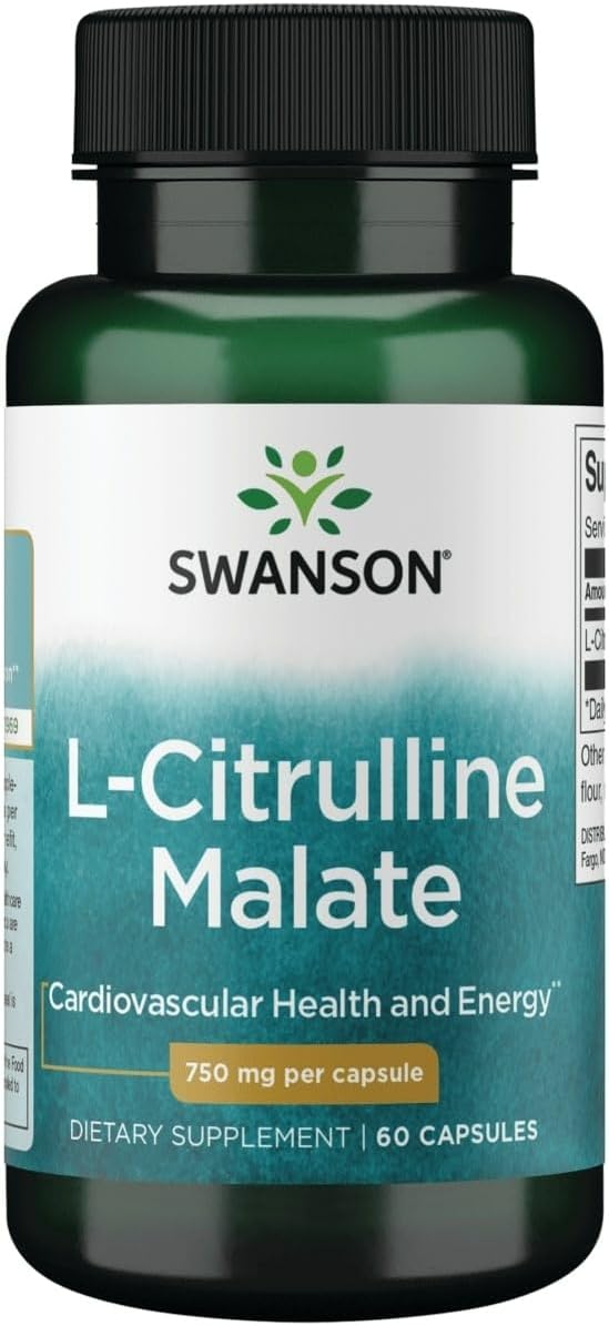 Swanson L-Citrulline Malate – 750mg Capsules, 60 Count, Amino Acid Supplement for Energy & Circulation