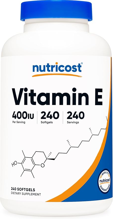 Nutricost Vitamin E 400 IU – Antioxidant, Skin, Heart & Immune Support – 240 Softgels – Non-GMO, Gluten Free