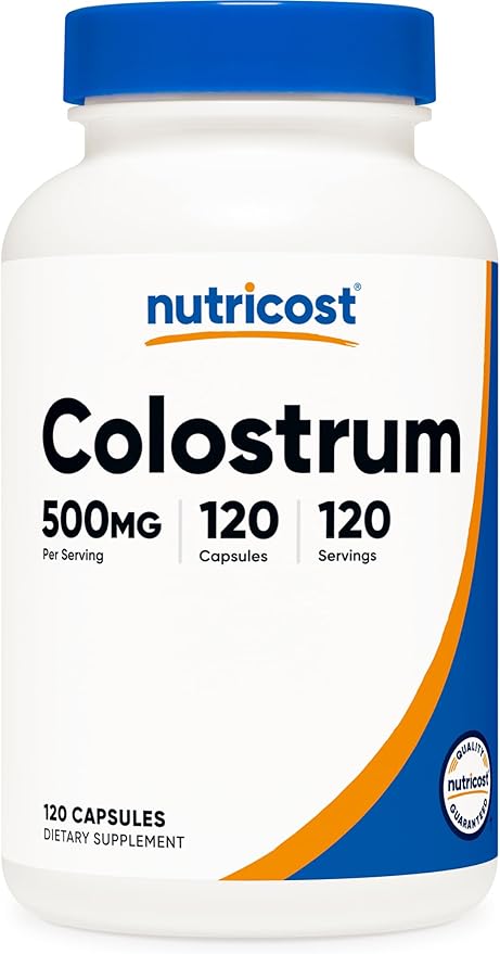 Nutricost Bovine Colostrum 500mg – Immune & Gut Health Support – Non-GMO, Gluten-Free, Third-Party Tested – 120 Capsules
