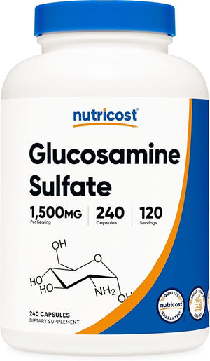 Nutricost Glucosamine Sulfate 1500mg – Joint Support Supplement – Non-GMO, Gluten-Free – 240 Capsules (120 Servings)