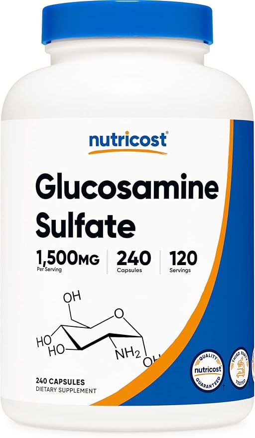 Nutricost Glucosamine Sulfate 1500mg – Joint Support Supplement – Non-GMO, Gluten-Free – 240 Capsules (120 Servings)