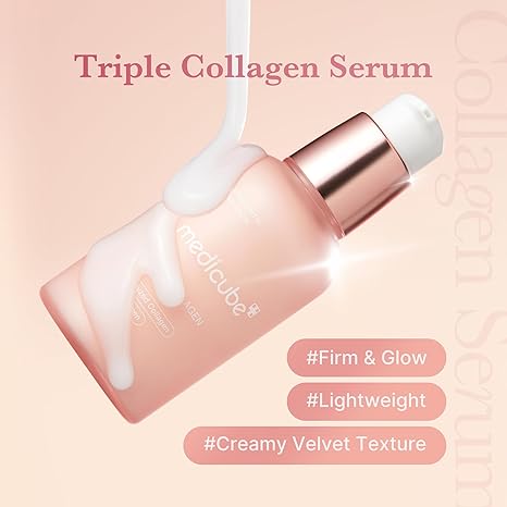 Medicube Triple Collagen Serum, Lightweight Hydrating Anti-Aging Face Serum with Niacinamide, Hyaluronic Acid, Korean Skincare, 1.85oz