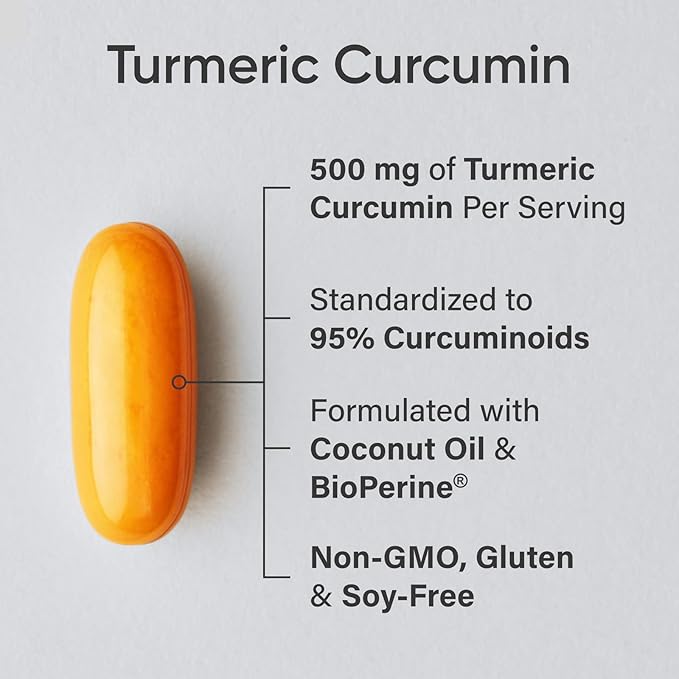 Sports Research Turmeric Curcumin C3 Complex with BioPerine & Coconut Oil – 500mg High Absorption Curcuminoids – Antioxidant & Joint Support – Non-GMO, Gluten-Free – 120 Softgels