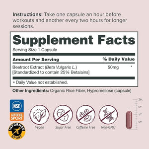 AltRed Sur Beet Root Capsules – 25% Betalain Extract, Pre Workout & Nitric Oxide Supplement, NSF Certified