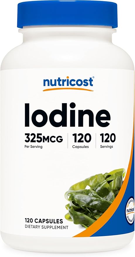 Nutricost Iodine 325mcg from Organic Sea Kelp – Natural Thyroid Support – 120 Vegetarian Capsules