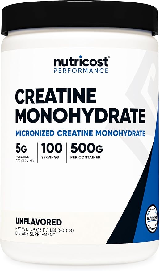Nutricost Creatine Monohydrate Micronized Powder – 500g, 5g Per Serving, 100 Servings