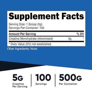 Nutricost Creatine Monohydrate Micronized Powder – 500g, 5g Per Serving, 100 Servings