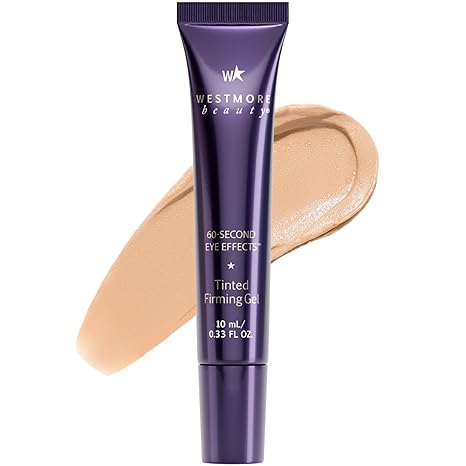 Westmore Beauty 60 Second Effects Tinted Firming Gel – Under Eye Cream for Puffiness & Bags, Instant Tightening, Light to Medium Tint, 0.33 oz