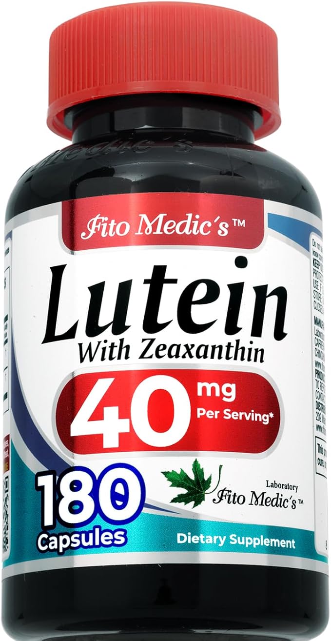 FITO MEDIC'S Lab Lutein 40mg + Zeaxanthin – High Absorption Eye Health Supplement – Ultra-Pure Marigold Extract – Non-GMO, Gluten-Free – 180 Capsules (Value Size)