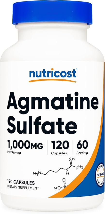 Nutricost Agmatine Sulfate – 1000mg, 120 Capsules, Gluten-Free, Non-GMO