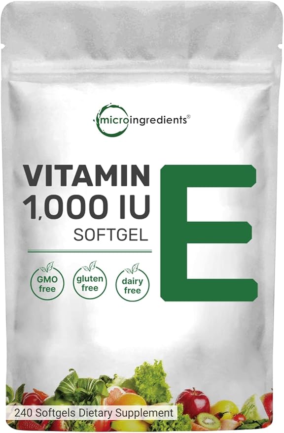 Micro Ingredients Vitamin E Oil – Pure Antioxidant, Skin, Heart & Immune Support – 240 Softgels – Non-GMO, Gluten Free