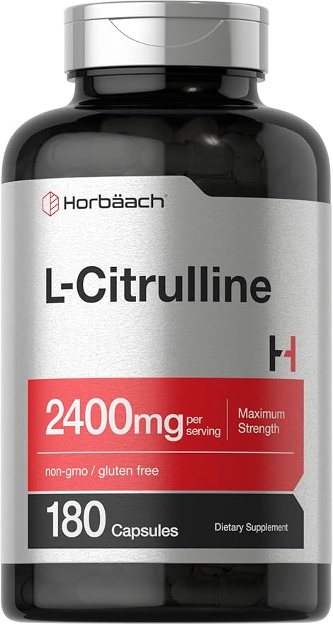 Horbaach L Citrulline Supplement – 2400mg, 180 Capsules, Maximum Strength, Non-GMO, Gluten-Free