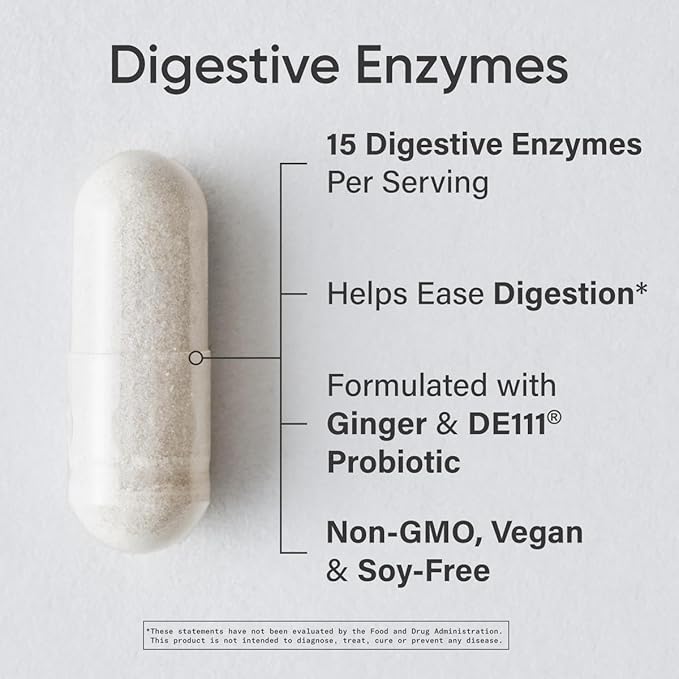 Sports Research Digestive Enzymes with Probiotics & Ginger – Plant-Based Digestion, Bloating Relief & Nutrient Absorption – Vegan, Non-GMO, Gluten-Free – 90 Capsules