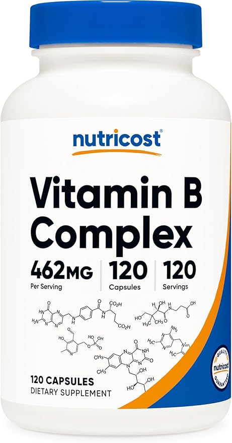 Nutricost High Potency B Complex 462mg with Vitamin C – Energy & Immune Support – 120 Capsules