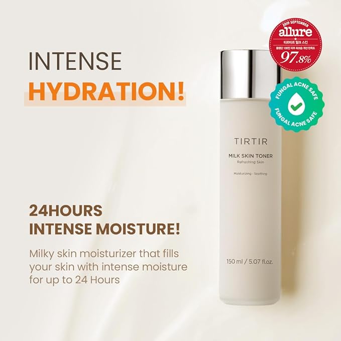 TIRTIR Milk Skin Rice Toner, Deep Hydrating Vegan Korean Toner with Niacinamide, Ceramide, Brightening, 150ml