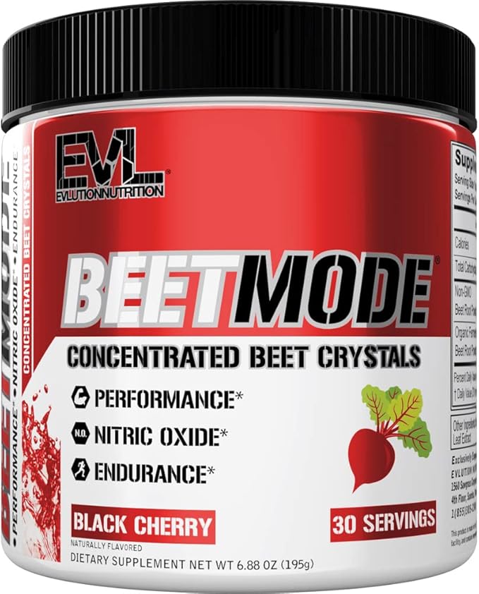 Evlution Nutrition BeetMode Beet Root Powder – Nitric Oxide Booster, Black Cherry Flavor, 30 Servings, Vegan & Gluten-Free