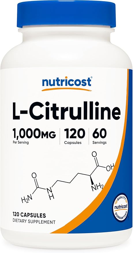 Nutricost L-Citrulline 500mg Capsules – Gluten-Free, Non-GMO, 120 Capsules, 1000mg Per Serving