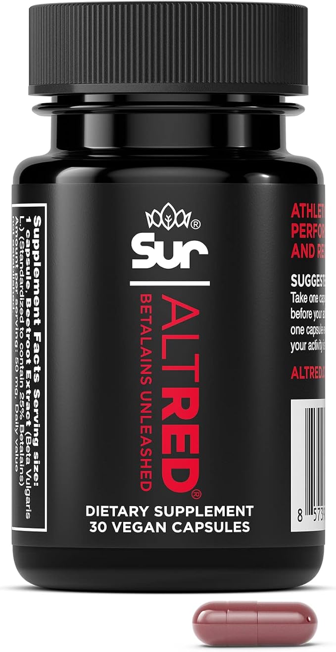 AltRed Sur Beet Root Capsules – 25% Betalain Extract, Pre Workout & Nitric Oxide Supplement, NSF Certified