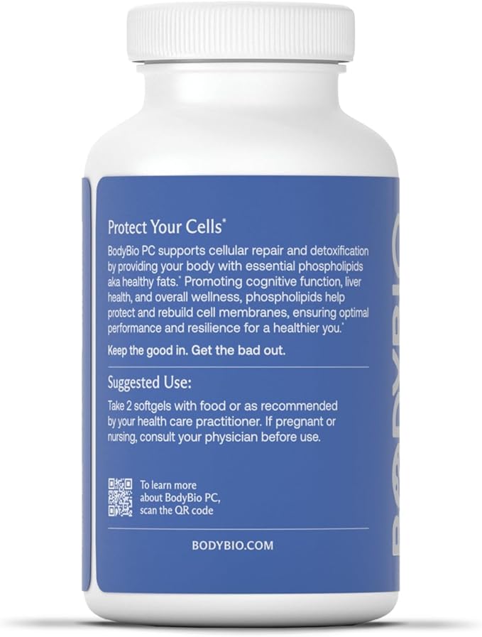 BodyBio PC – 100% Pure Phosphatidylcholine Complex – Brain Health, Focus, Cellular Repair & Detox – Cognitive Support for Mental Clarity & Healthy Aging
